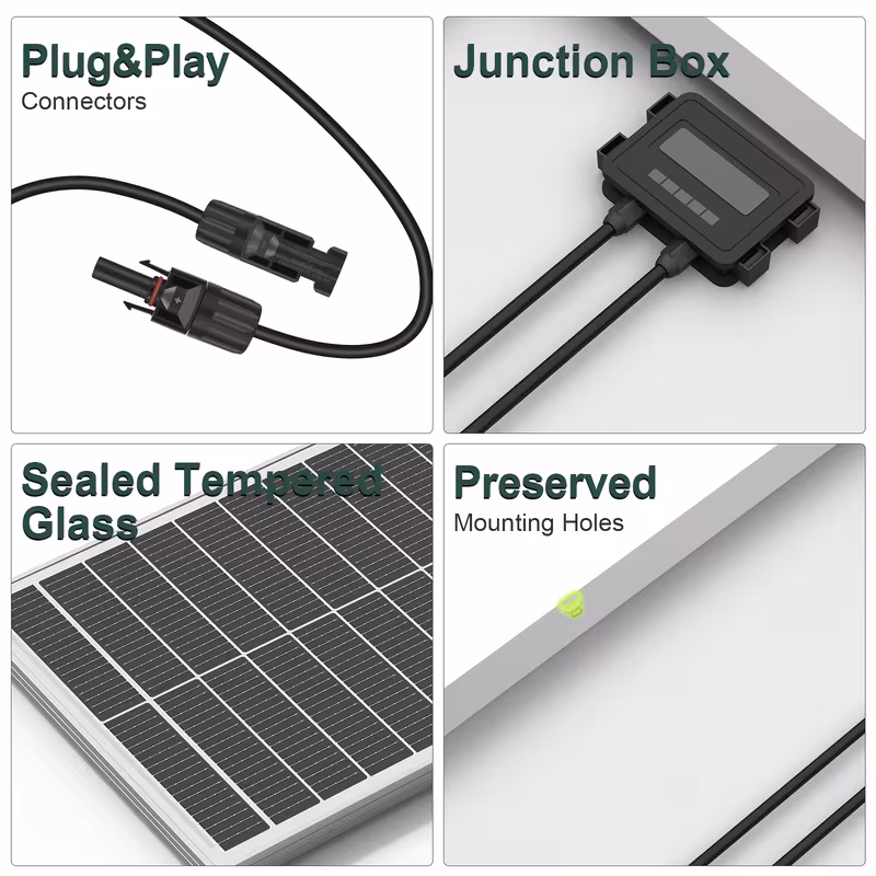 1200w high conversion monocrystalline solar panels 12pcs of 100w solar panels 24 high conversion monocrystalline technology solar panels suitable for rvs boats homes rooftops camping and other off grid Product details 5