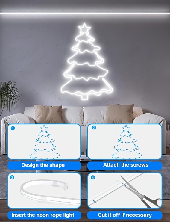 Tira de luz LED de neón inteligente con control táctil, blanco cálido/blanco, 100.0 cm/200.0 cm/299.97 cm/5.0 metros, alimentación por USB, regulable, para bricolaje, flexible y cortable, apta para uso interior/exterior, espejos, televisores, computadoras, armarios, escaleras, decoraciones de fiesta