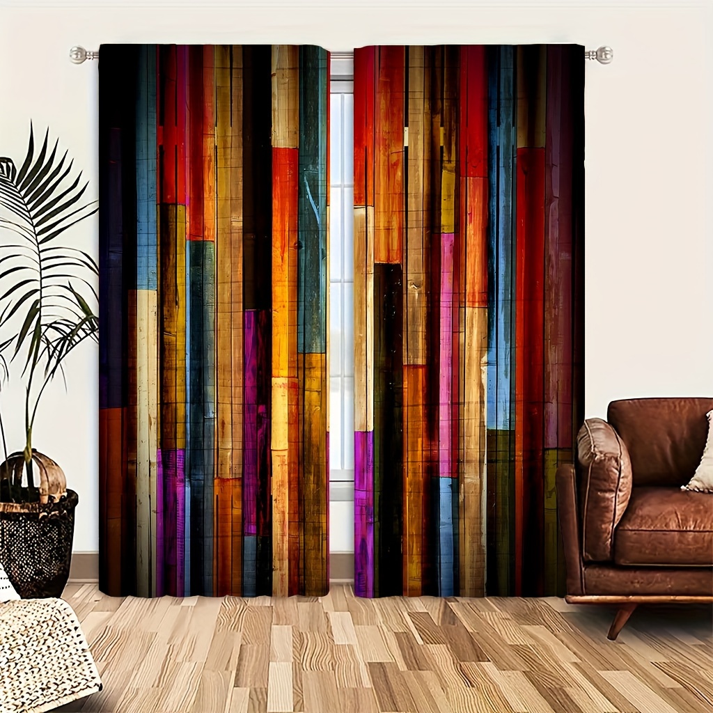 

Wooden Floor Patterned Printed Curtains - Machine Washable For Bedrooms, Living Rooms And Offices