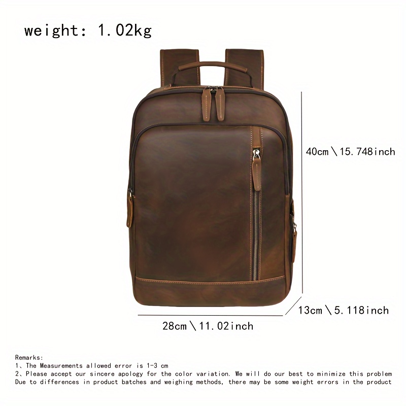 Mochila de cuero vintage para hombre Estilo retro casual, capacidad de  16 pulgadas, correas de dobles, ajustables, compartimentos con