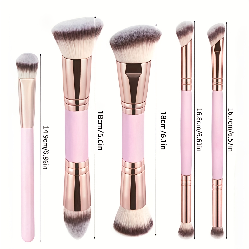 5pcs Double-Headed Makeup Brushes for Foundation & Eyeshadow