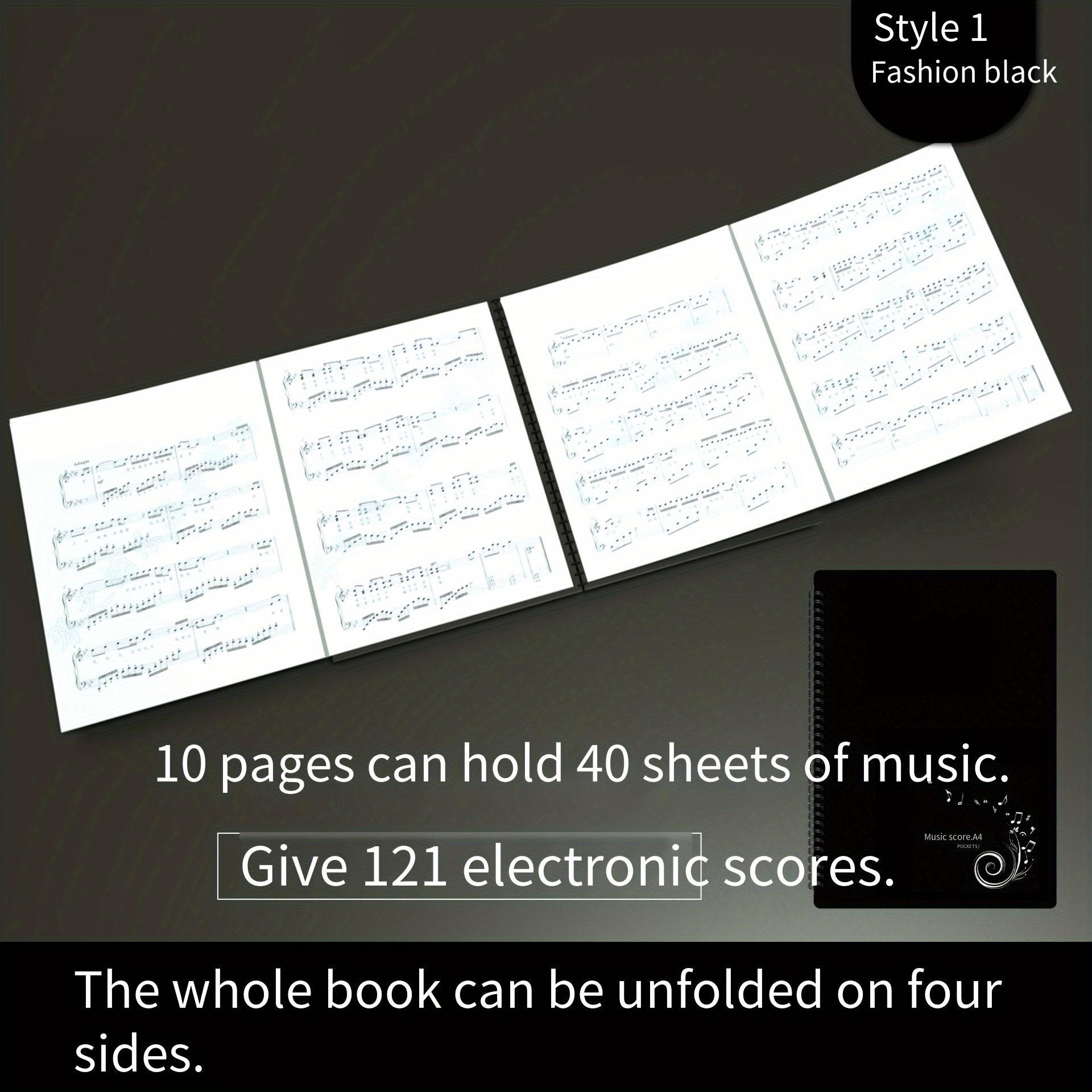 Image of Sheet Folder Black Non-reflective Editable Transparent Insert Rack Drum Piano Score Book Loose-leaf Music Expanding Organizer Notebook Score Songbook Piano Score Clip