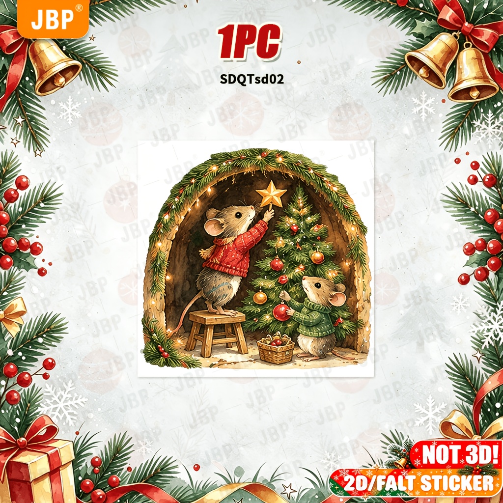 TEMU 2d/flat 1pc Mouse Sticker, Christmas Decor Sticker, Mouse Home Decor Decal, For Wall Decor Bedroom Wall Art, Great For Christmas Holiday Setup,