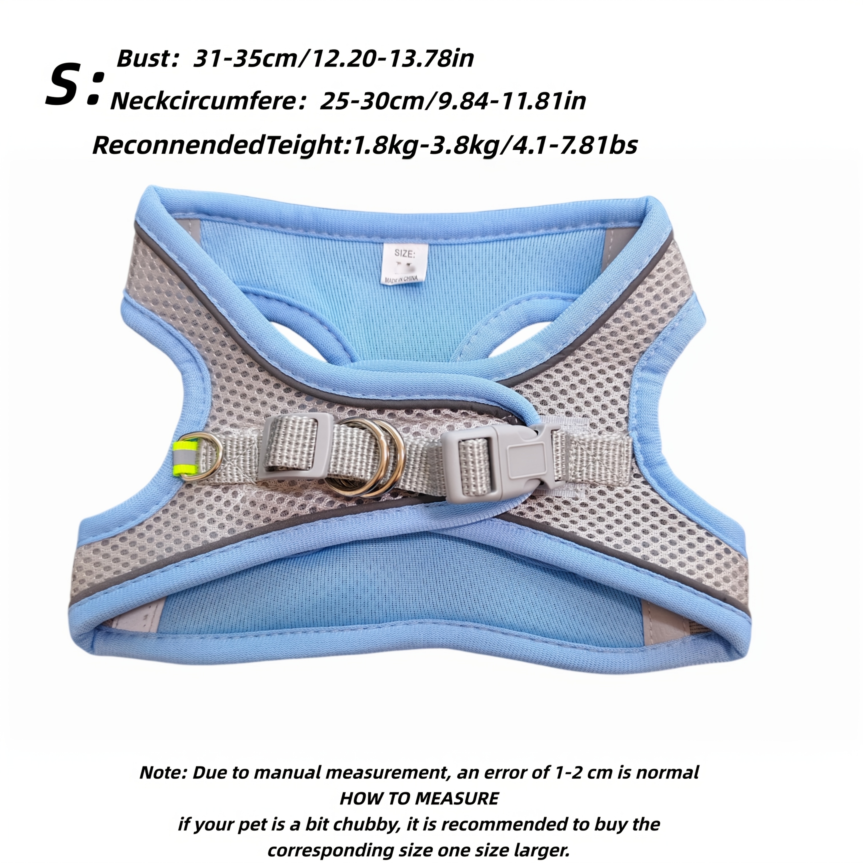 TEMU Pettorina per animali domestici, rete traspirante per , riflettente, gilet e , adatta per piccoli animali domestici, guinzaglio non