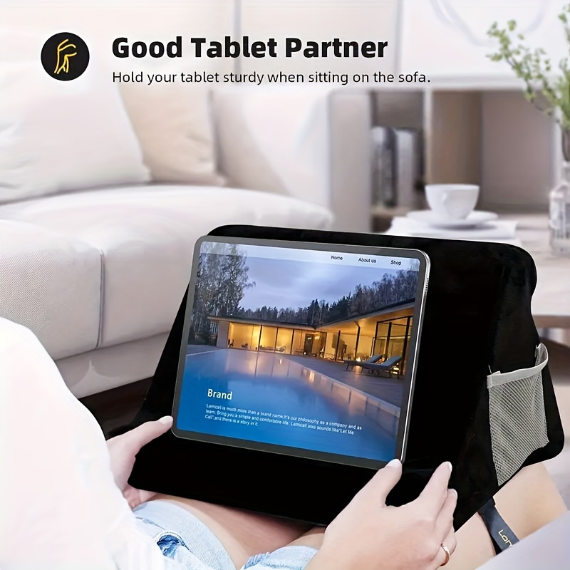 

Tablet Holder With Pocket - Multi-scene Use, Compressible Support Cushion, Removable Cover, Strong , Ideal For Reading In Bed - 1pc