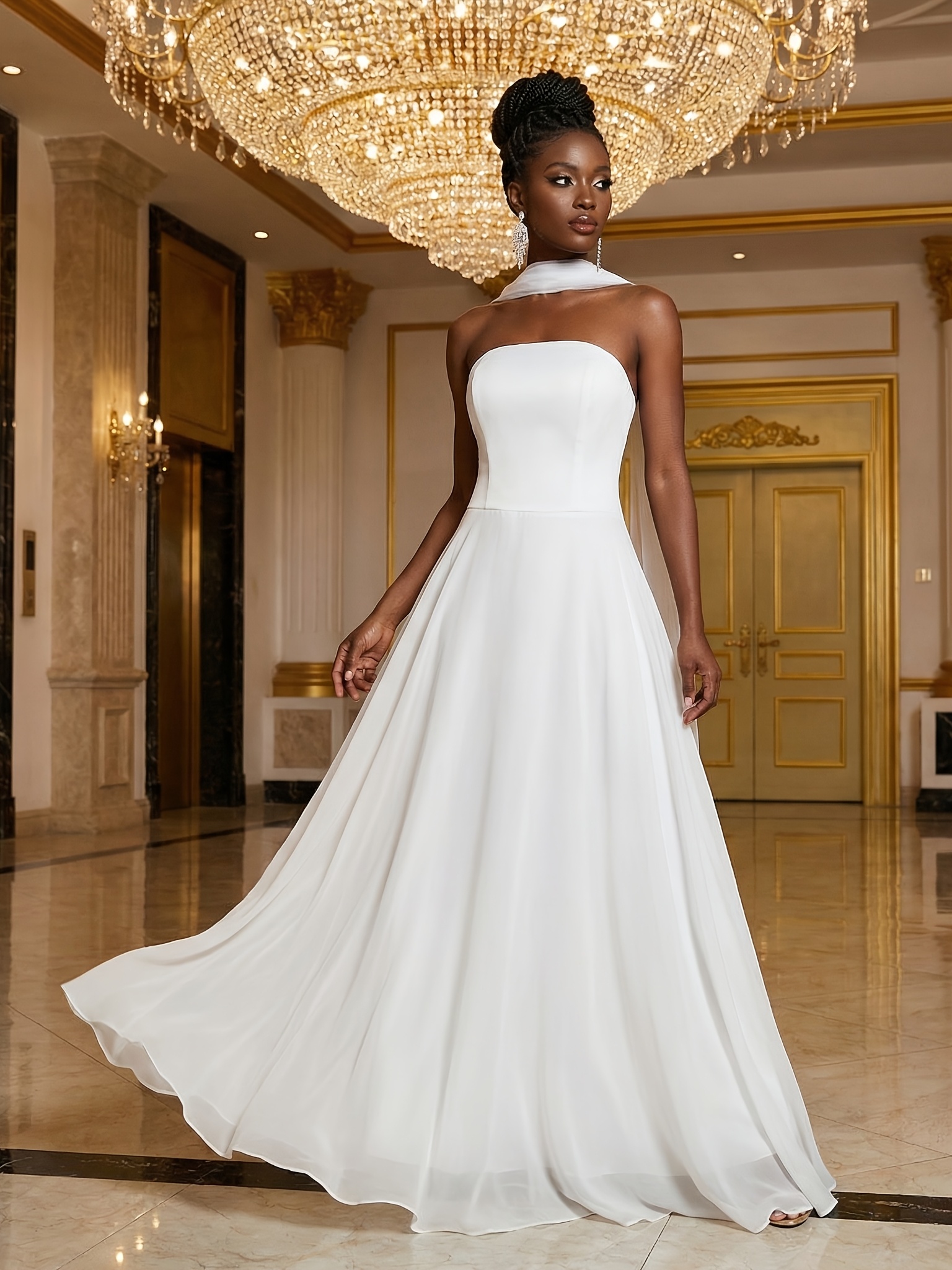 elegant women wedding dresses long white wedding dresses - Temu Qatar