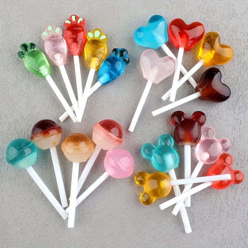 

80pcs Artificial Lollipop Love Circular Radish Resin Accessories Handmade Diy Cream Glue Phone Case Hairpin Material