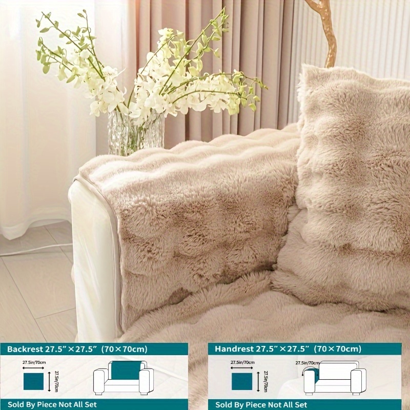 E-shop .: Hochwertiges langes Plüsch-Sofakissen für den Winter, rutschfestes Sofabezug für Wohnzimmerdekoration (Material: Langhaariger Plüsch)