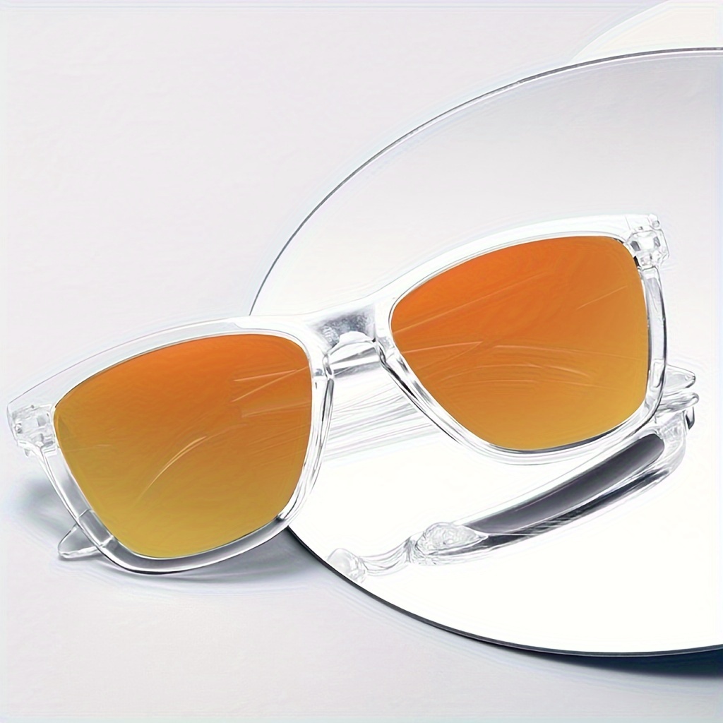 

Retro Classic Fashion Glasses With Tinted Yellow Lenses And Transparent Frame - Ideal For Travel, Beach, And Date Nights