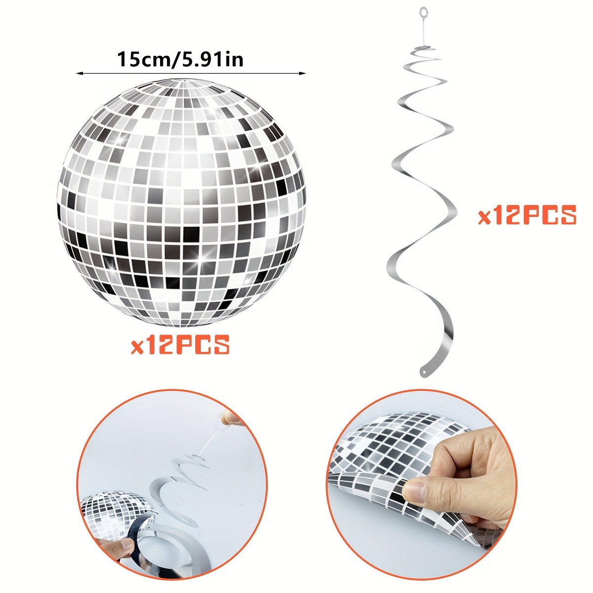 WEEPA 30 Pcs Disco Ball Decor Hanging Swirls Disco Party