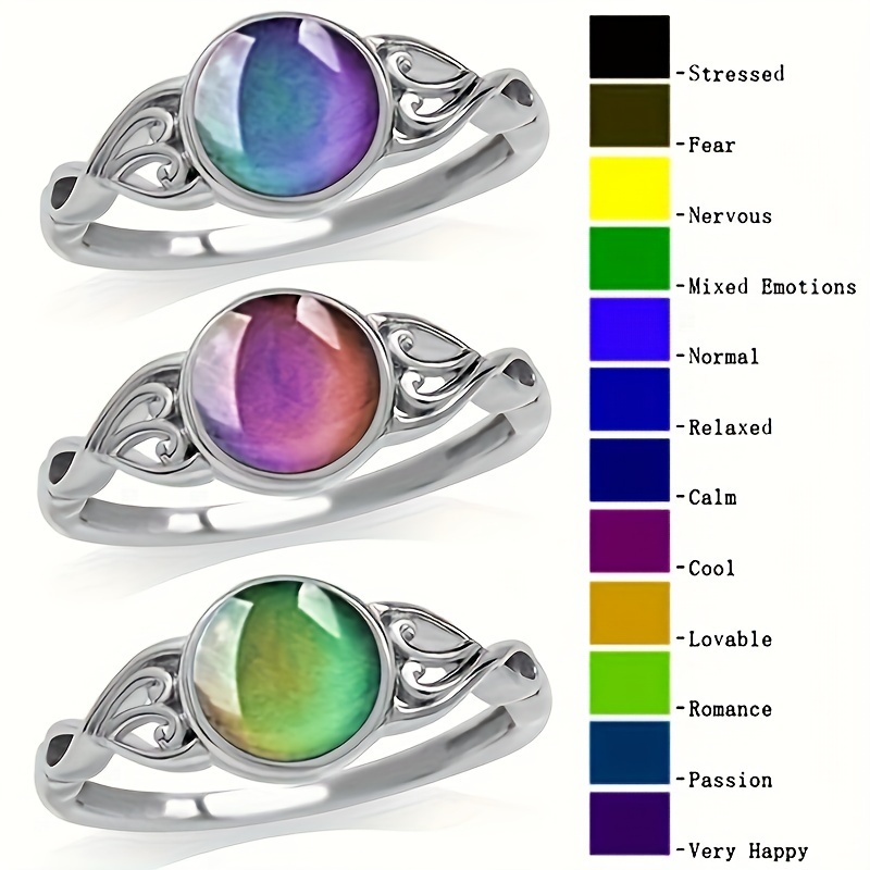 

Temperature-sensitive Color Changing Ring - Bohemian Style, Platinum-plated Alloy With Resin For Casual Attire