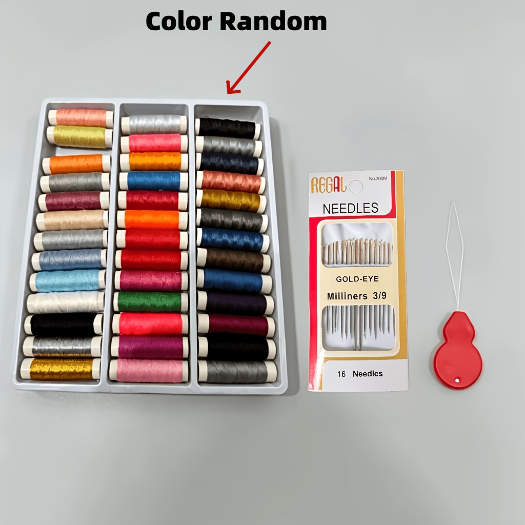 TEMU Fil à coudre multifonctionnel en boîte, plusieurs options de couleurs, combinaison de fils à coudre , fil à coudre en fibre de polyester, adapté