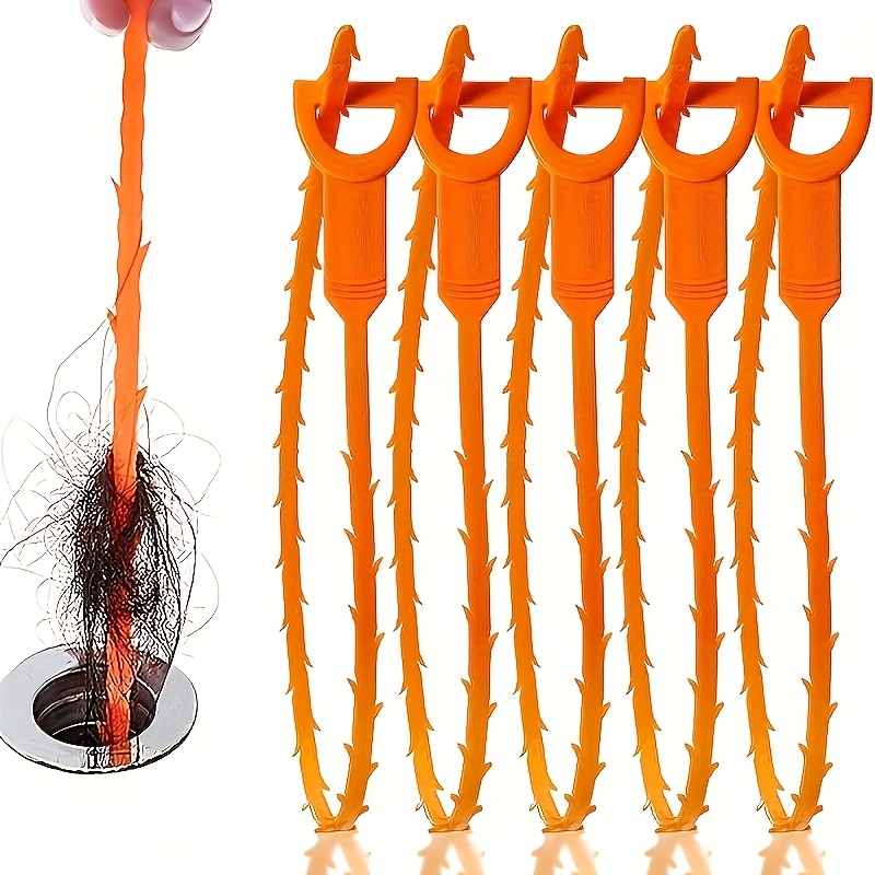 Makeyed 5pcs Heavy-duty Drain With Flexible Coil & Instant Clog Remover Suitable For Showers, Sinks, Bathtubs - Durable Plastic Pipe For Hair, Dirt, Blockages - Quick Unclog For , Bathtub Drain Kit