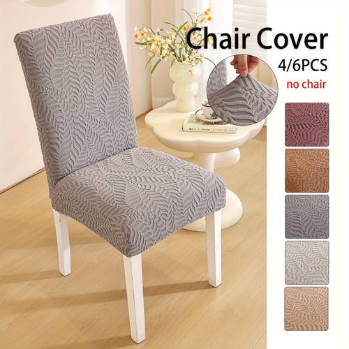 4 6 pack jacquard chair covers stretch universal dining chair covers cat scratch resistant cafeteria restaurant hotel dining table chair covers living room kitchen dining room home chair covers non slip semi wrap banquet wedding seat