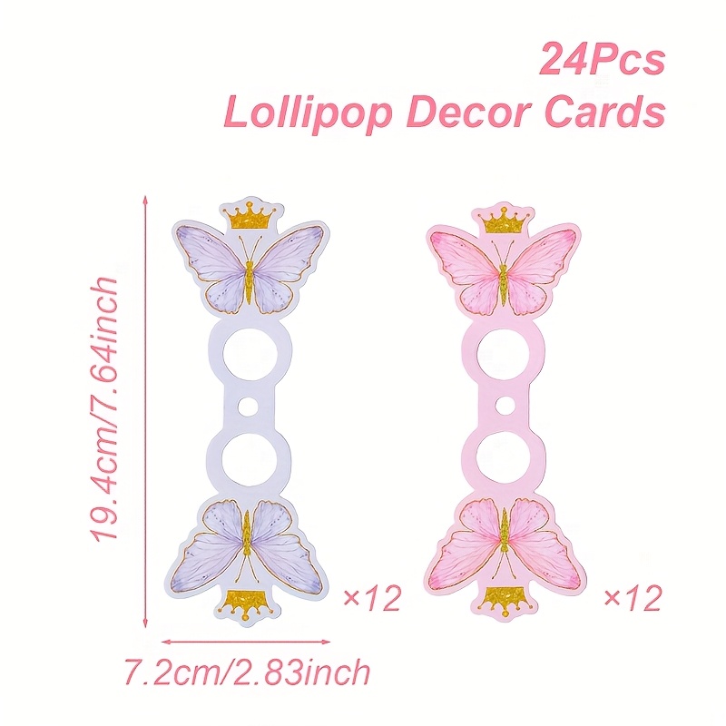 TEMU 24pcs, Enclosure Cards, Lollipop Decor Cards, Pattern Lollipop Decor Cards, Theme Party Decoration, Wedding Bride Party Decoration, Happy