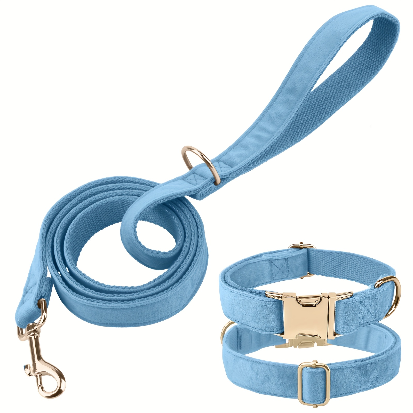 Velvet Dog Collar & Leash Set, Multi-Color Trendy Matching