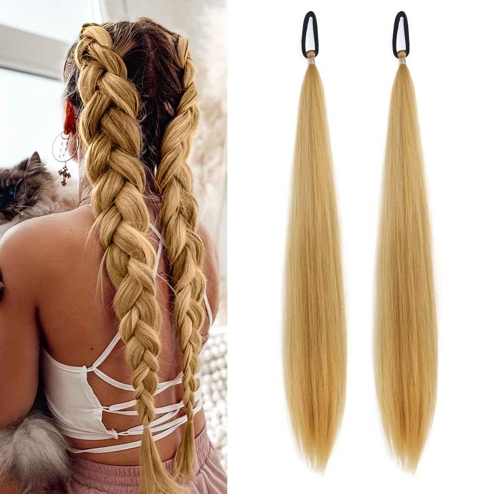 26 Inch Synthetic Braid Ponytail Extension Set 2Pcs Heat Resistant Hair 2pcs set 26 inch 66cm colorful ponytail hair extensions  main image 4