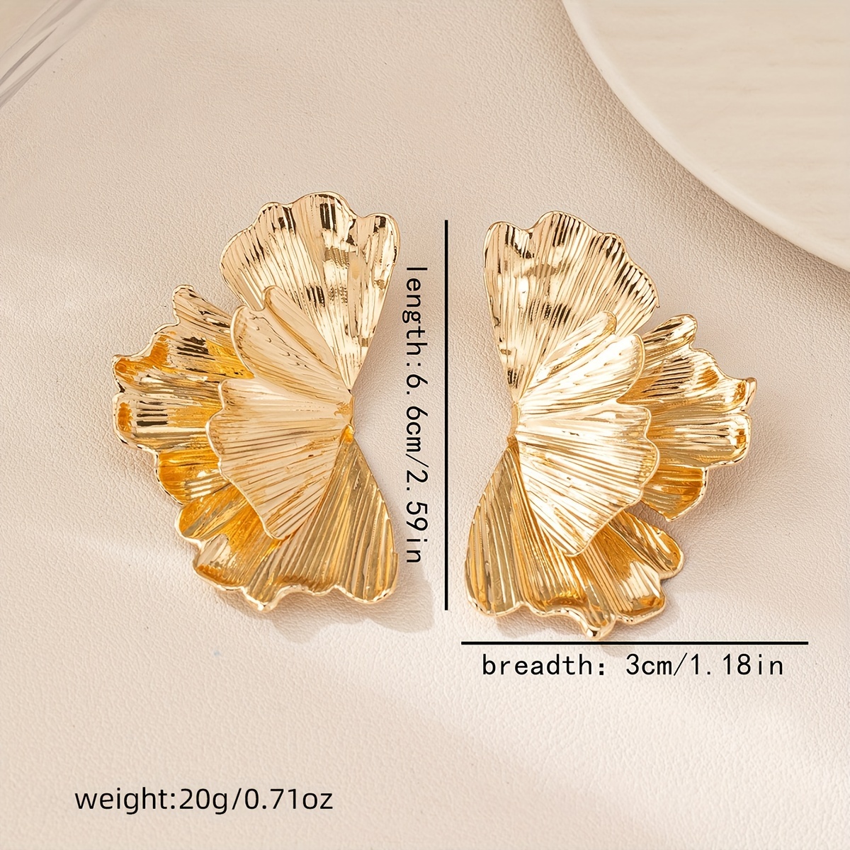 Vintage Ginkgo Leaf Stud Earrings Alloy with Stainless Steel Post