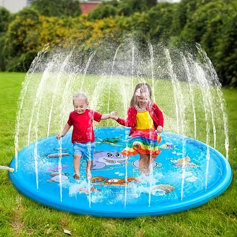 

1 Pack, Inflatable Splash Pad, 100cm Outdoor Play Mat, Foldable Sprinkler Play Mat, Sea Creatures Theme, Pvc Wading Pool For Toddlers, Water Spray Summer Toy For Garden Lawn, 39.37in Diameter