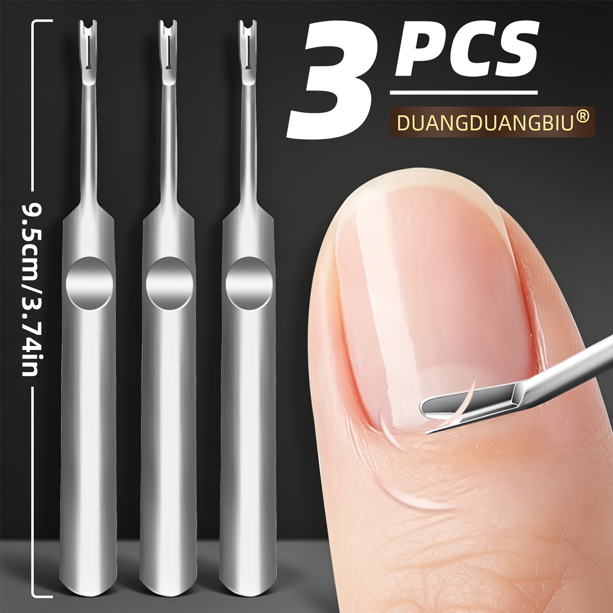 TEMU 3pcs Stainless Steel Nail Care Tools, Dead Skin Removal Tools, Cuticle Care Tools, Silvery Dead Skin Cuticle Pusher Trimmer Pedicure Nail Tools