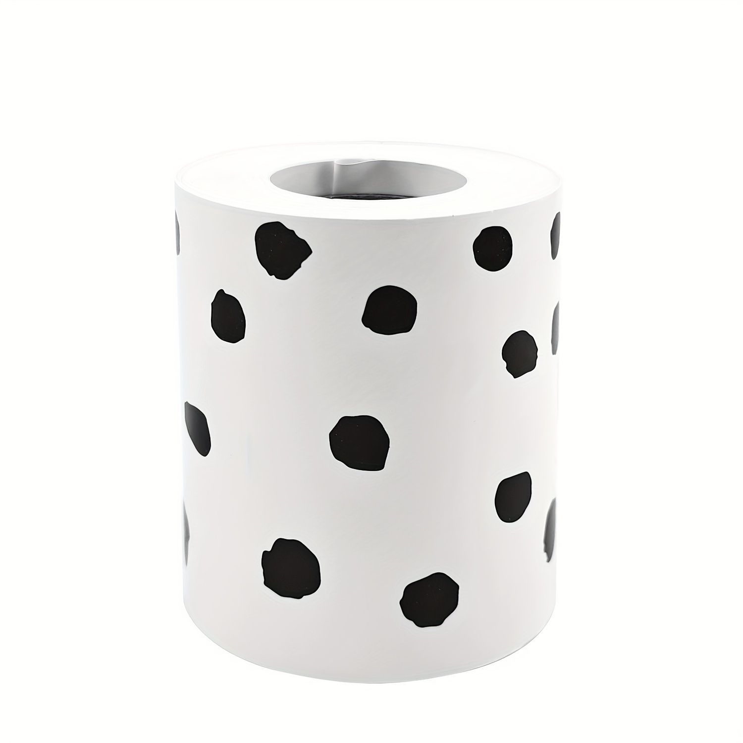 

1pc Eodohun Black Polka Dot Trim - White With Black Painted Dots, Straight Rolled , Non-adhesive Paper Material For Crafting And Decor