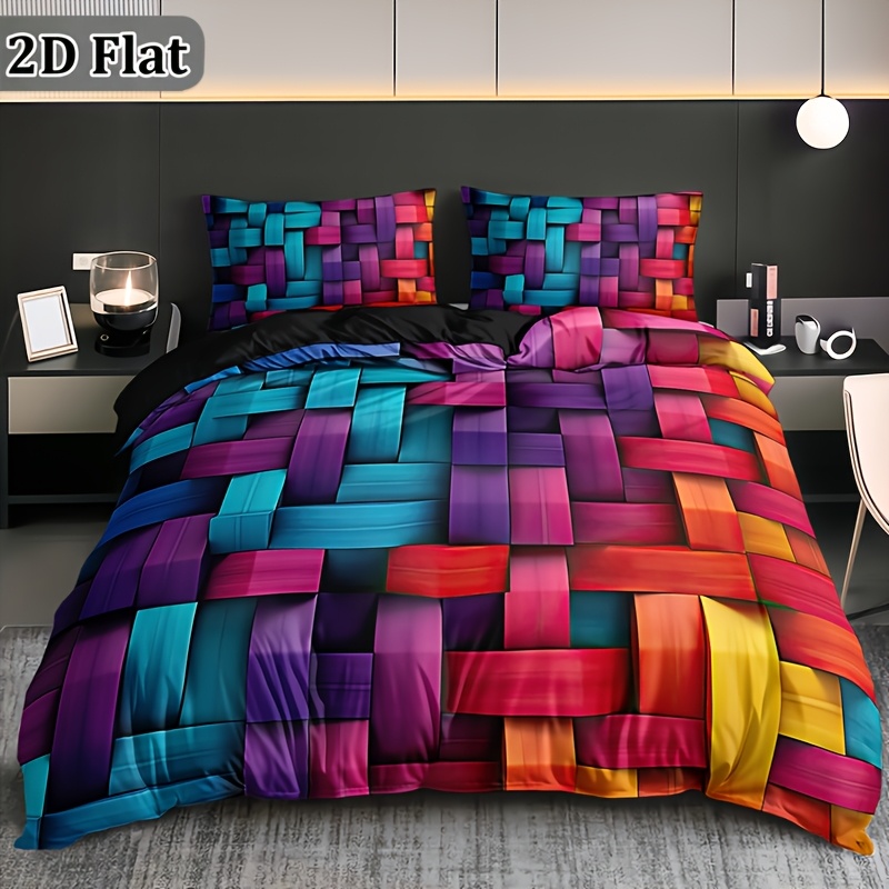 TEMU 2d Flat 2/3pcs Trendy And Cool Technology Digital Printing Pillowcase Set, A Of Patterns From, Versatile For Home Use Machine-washable, 4