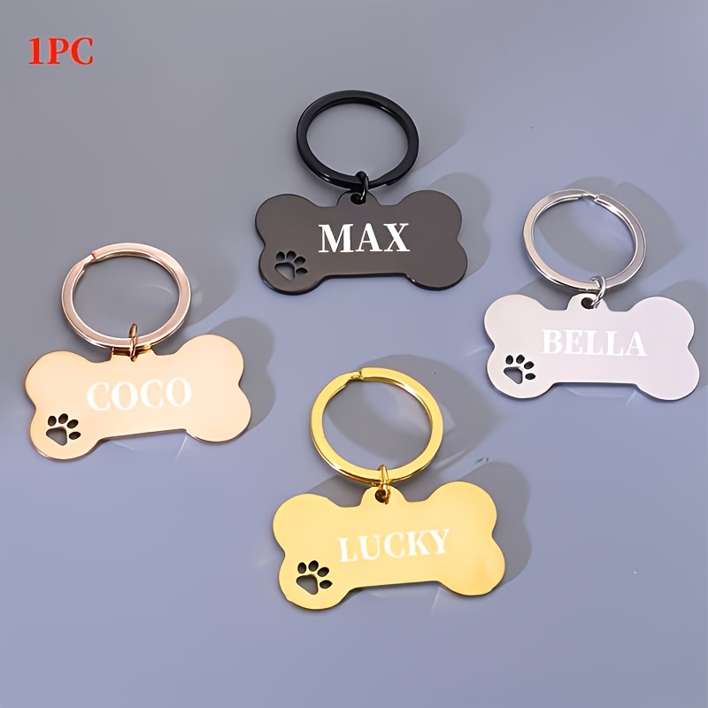 Customized Bone Dog Tag for Pets, Engraved Name Tag for Dogs and Cats