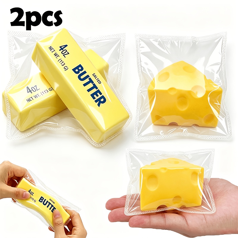imagen del artículo set de 2 juguetes antiestrés: palo de   y juguete de queso triangular, juguete divertido con     de     del estrés, decoración para el hogar y el escritorio, regalo de favor para fiestas