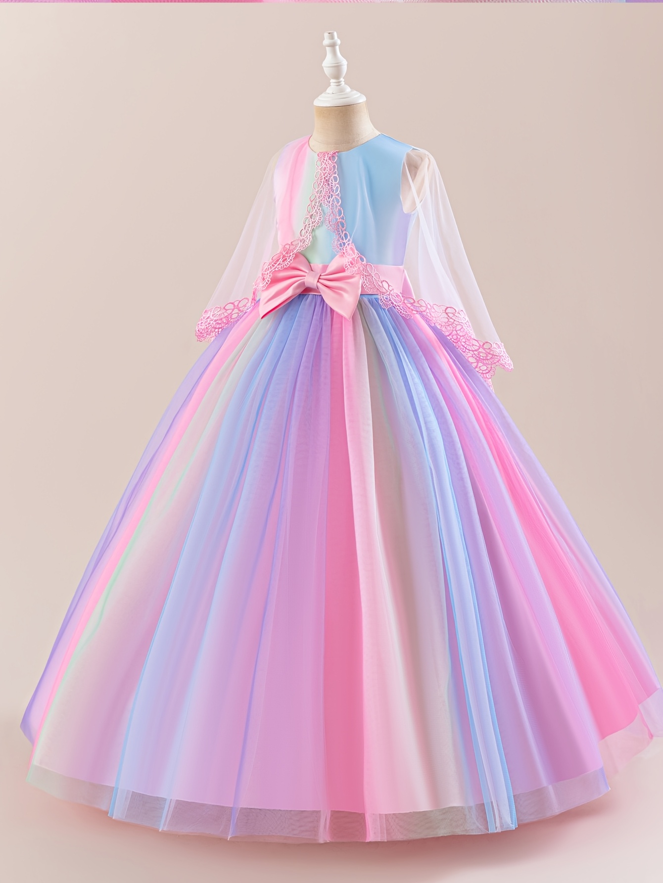 rainbow princess dress girls summer lace shawl fairy like - Temu Oman