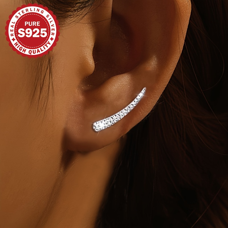 S925 Sterling Silver Long U-Shaped Stud Earrings for Women