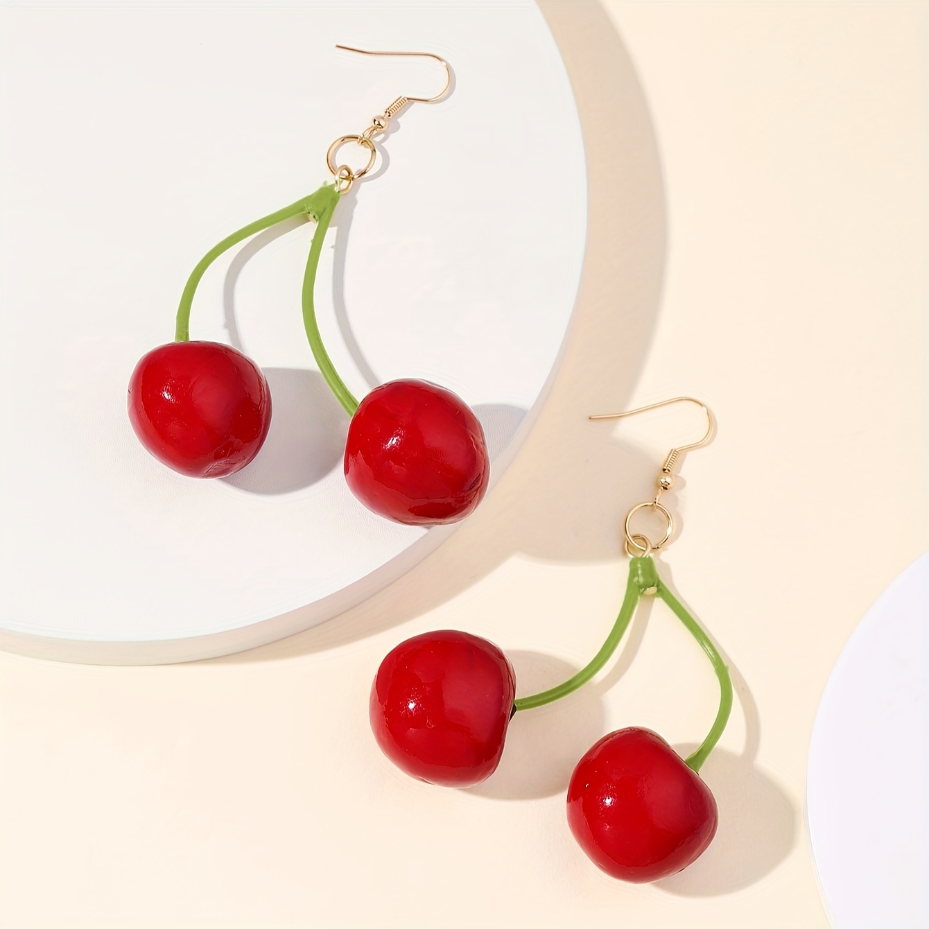 Plastic Sweetheart Double Cherry Earrings Blush Touch