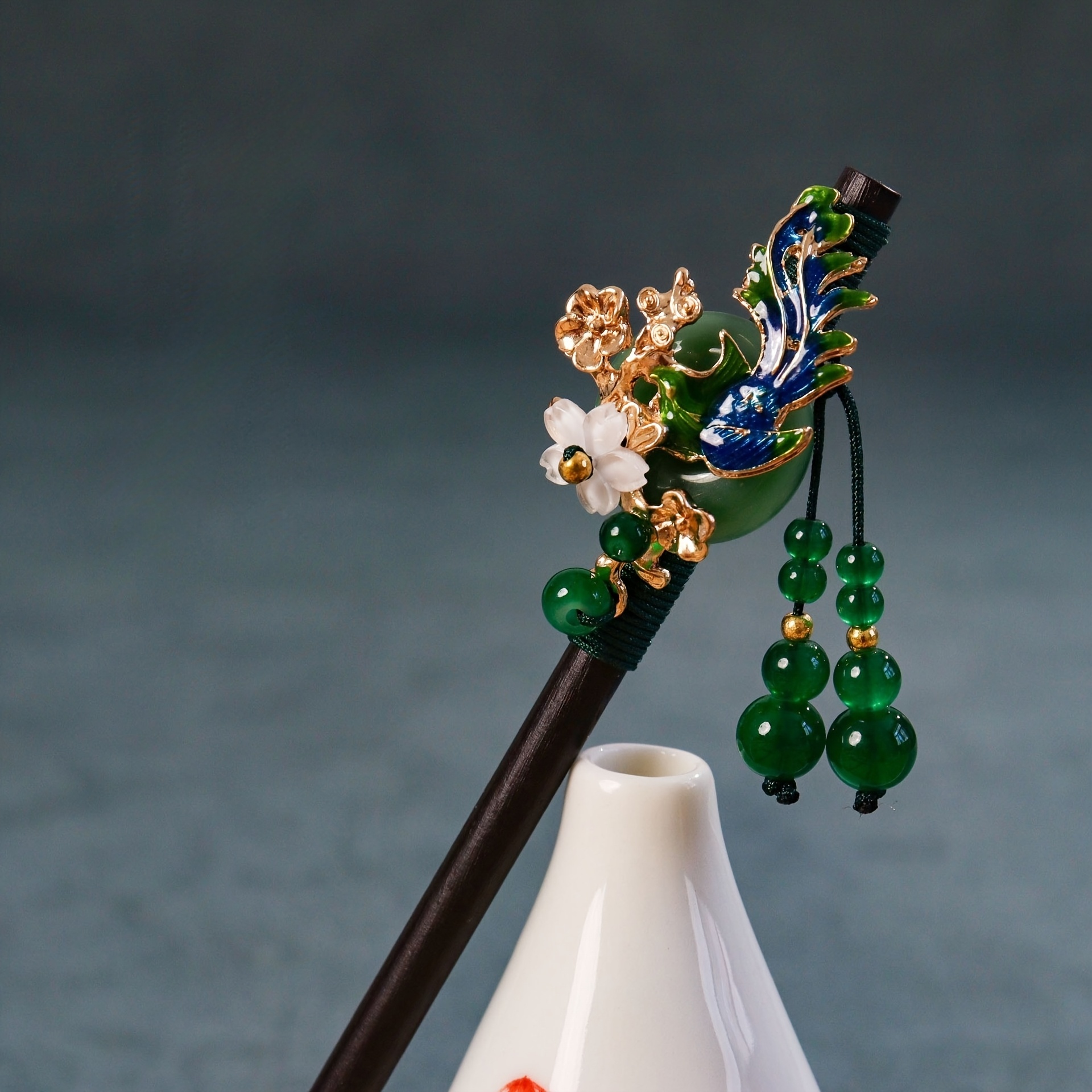 Image of An Hairpin Ancient Style Solid Wood Hair Accessories On The Back Of Tassels Hair Decoration