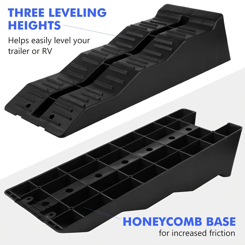 TEMU 2pcs Heavy Duty Rv Tire Ramps, Rv Wheel Chocks, Rv Wheel Wedges, Rv Leveling Blocks, Rv Tire Balancers, 3 Different , 5 Capacity, Uv Resistant,