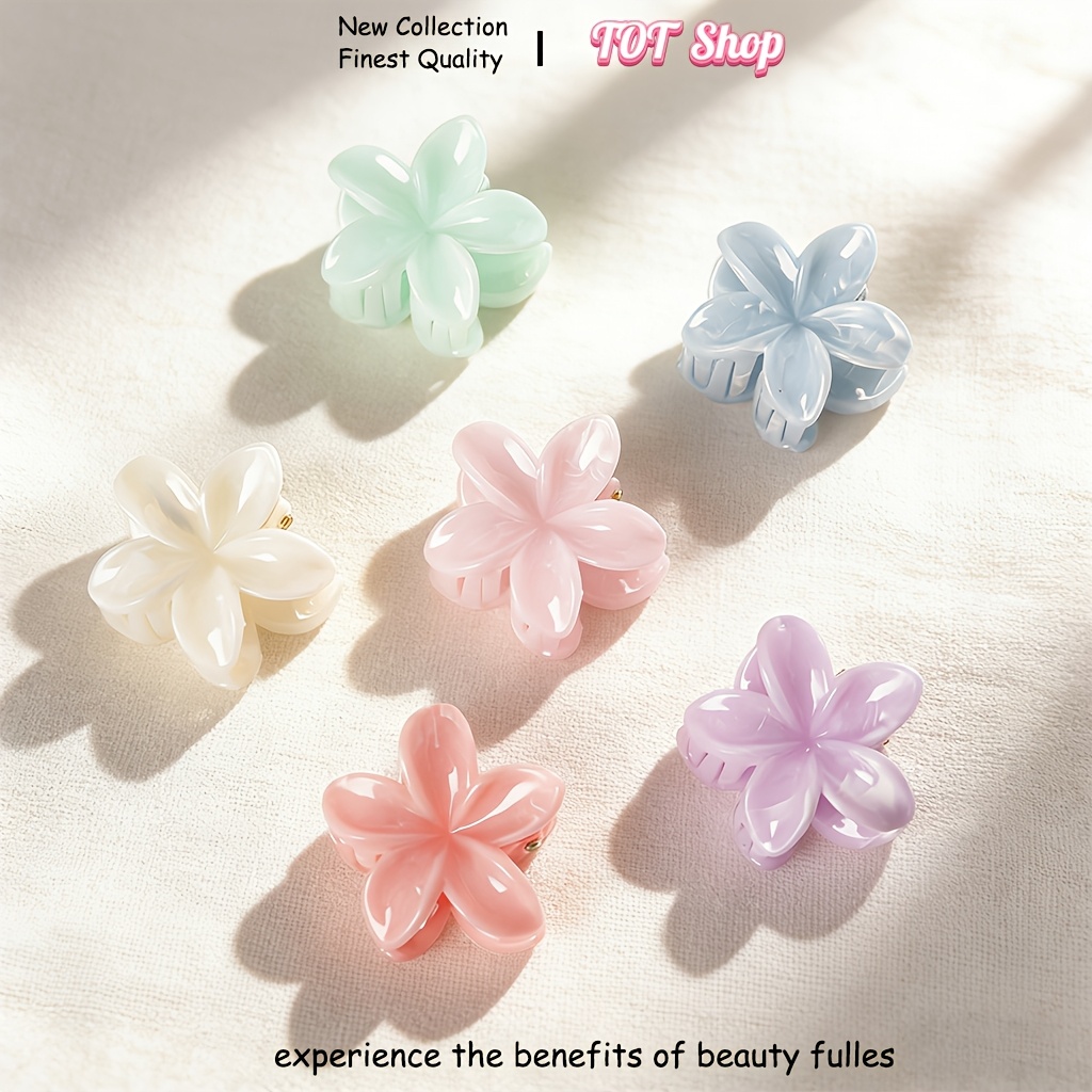 E-shop 6 Stück Neue 4cm Niedliche Plumeria-Haarklammern, Waldstil Ins-Inspiriert Einfache Elegante Haarklammern, Hochwertiges Französisches Stil Lazy