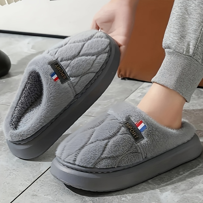 

Men's & Women's Plush Slippers, Large Size, Comfortable Anti-slip Indoor Shoes, Solid Color, Slip-on, Fabric Upper/inner, Eva Sole, Winter Home Bedroom Footwear