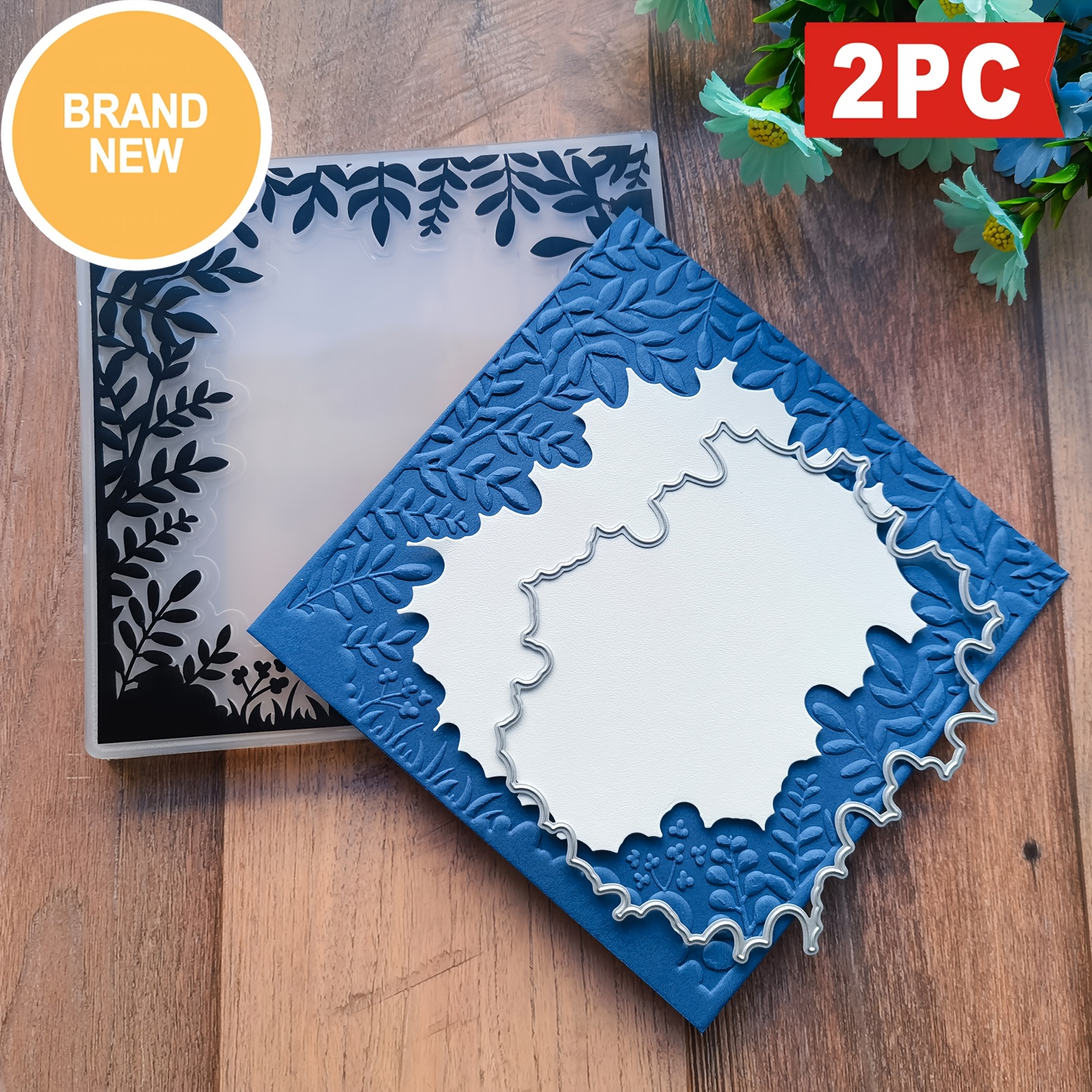 

1 Set And Branch Frame Embossing Folder And Matching Mold, For Diy Art Crafts, , Photo Album, And Card Making, New Release For 2024.