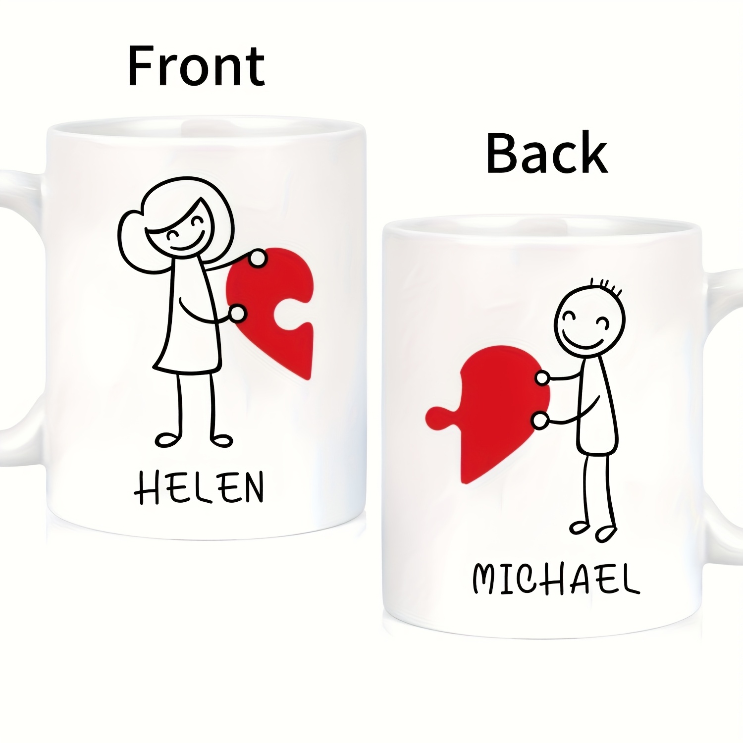 TEMU Personalized Couple Coffee Mug - Custom Name 11oz Ceramic Cup, A 's Day Gift For , Microwave Safe, Hand Wash Only, Fun & Design With Character