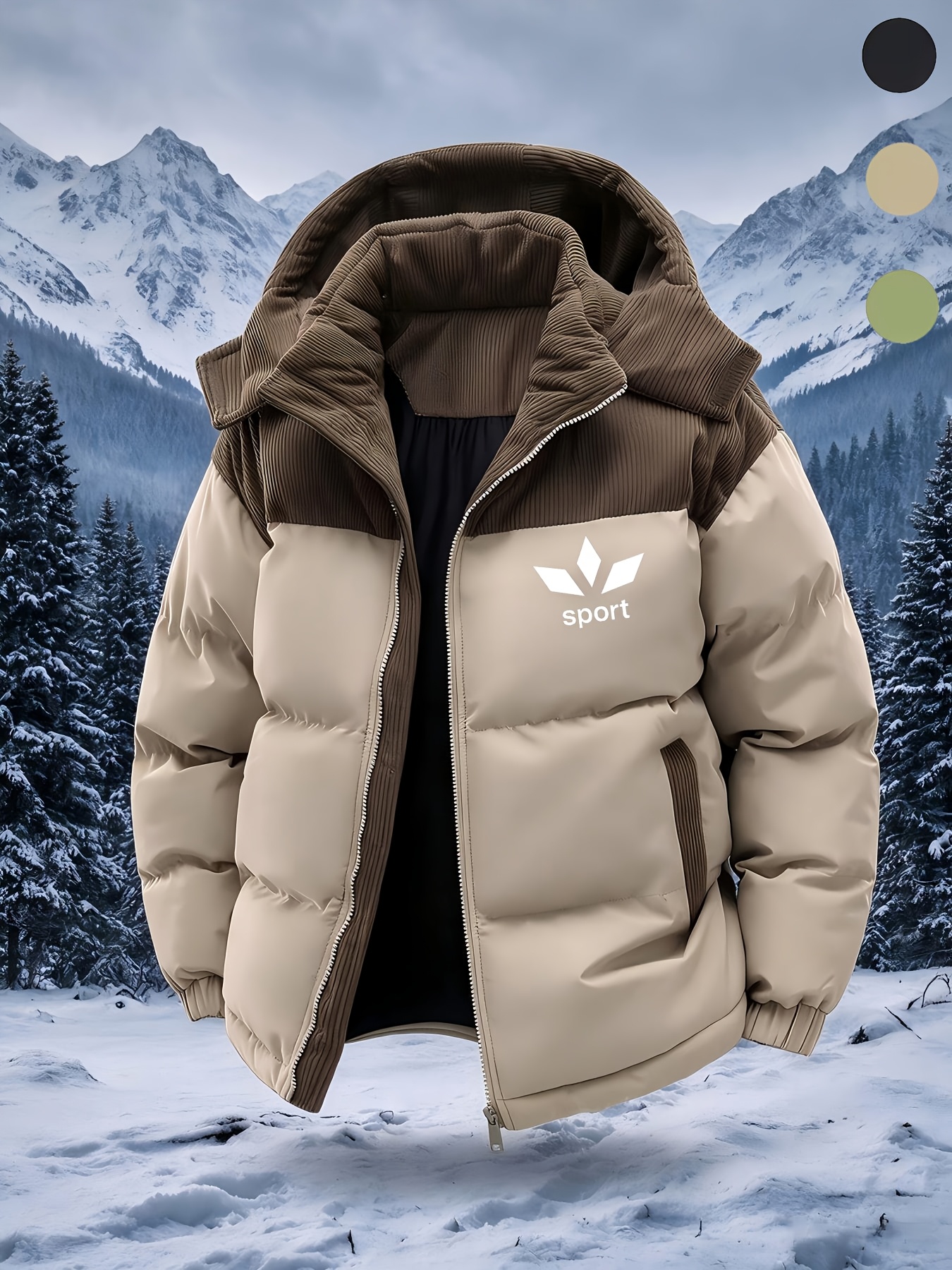 Men's Thickened Warm Hooded Jacket with Print Design