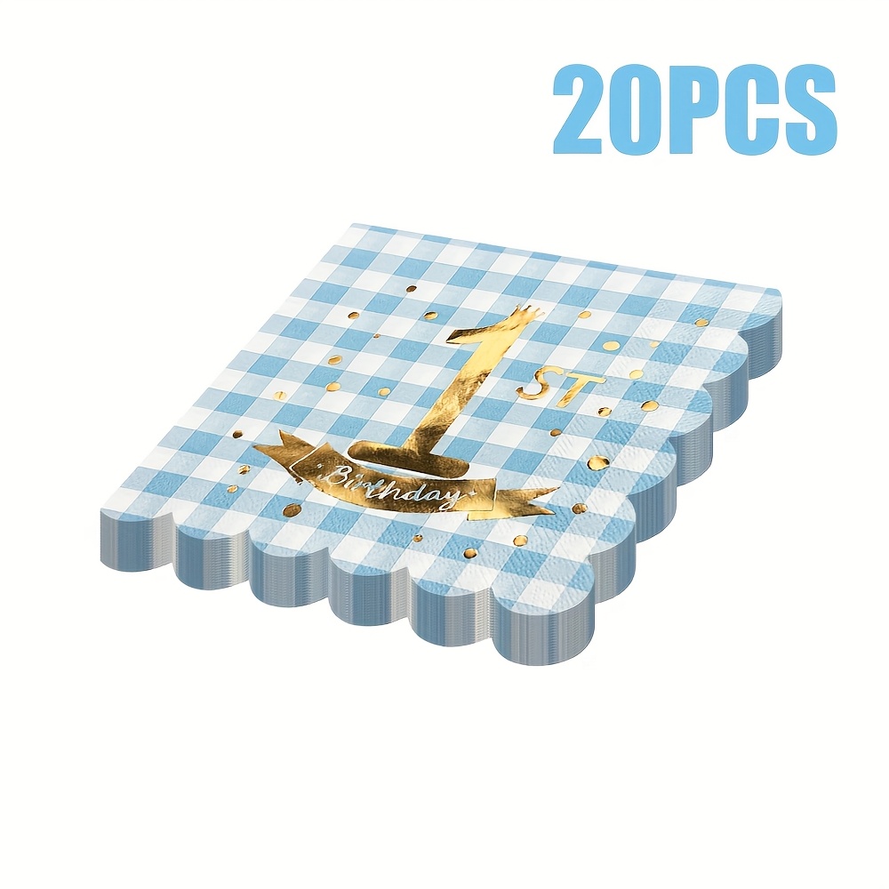 E-shop 20 Stück 2-lagige Einweg-Servietten, Heißprägedruck, Neugeborenen-Willkommensparty, Goldener "Alles Gute zum 1. Geburtstag" Gruß,