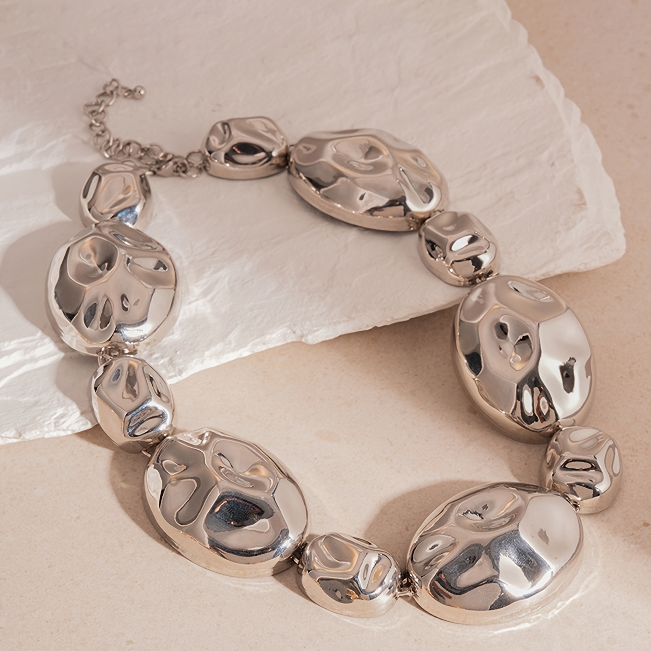 Women's Heavy Industrial Irregular Oval Spliced Necklace