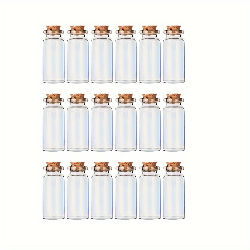 

18pcs Mini Glass Bottles With Cork Stopper, 10ml & 20ml Transparent Small Jars For Diy Crafts, Decoration, And Favors - No Material