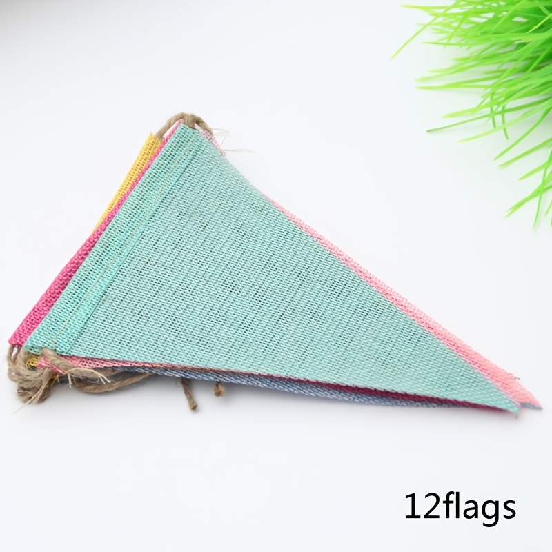 Image of 4m Colorful Jute Linen Pennant Flags Banner For Birthday Wedding Christmas Party Decorations Bunting Banners Hanging For Home Decor