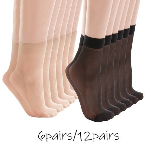 6 12pairs double womens hosiery spring summer thin durable casual short socks crystal straight socks