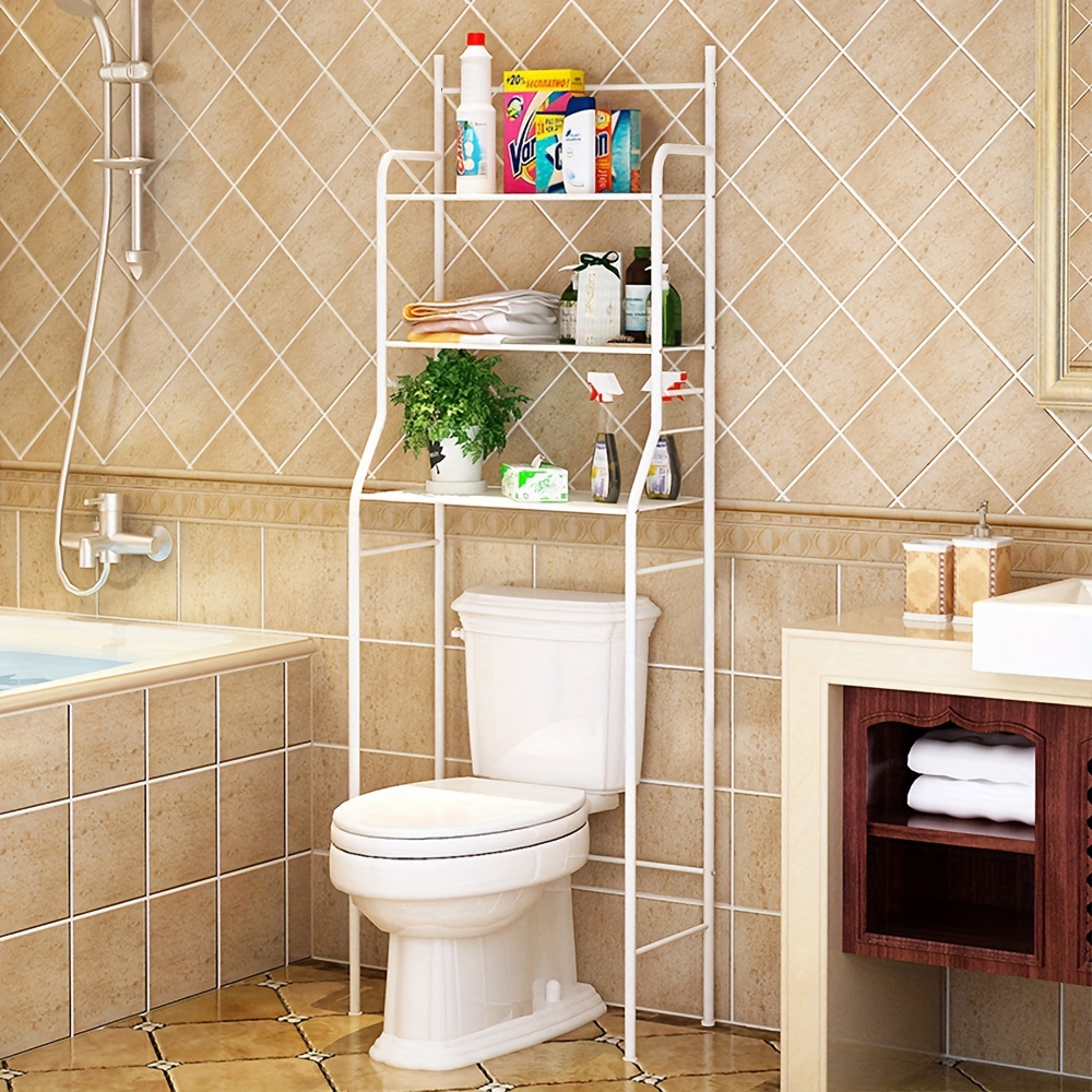 TEMU Mobiletto WC, Mensola portaoggetti in metallo sopra WC/lavatrice, Ferro verniciato , Mobile da bagno salvaspazio, 55 X 26 X 165 CM