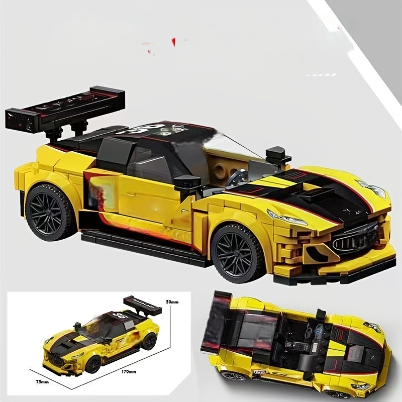 Yellow Sports Car Building Blocks, Supercar Model Gift