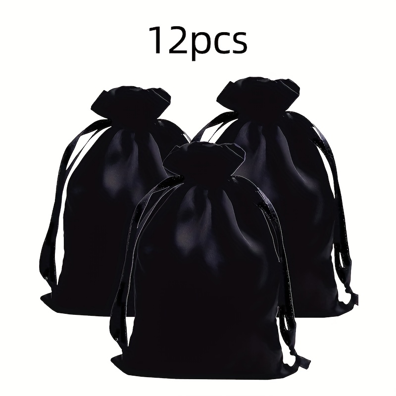 E-shop 12 Stück schwarze Satin-Kordelzugbeutel, Satin-Geschenktüten mit Kordelzug. Party-Geschenktüten, Bade-Kordelzugbeutel, Weihnachtsparty-Zubehör,