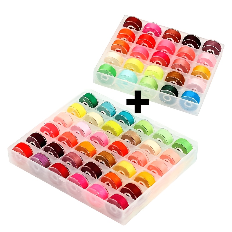 TEMU Lot de 61 pièces/2 boîtes de fil à coudre de haute qualité, ensemble de bobines de fil à à 61 de grille et 61 couleurs