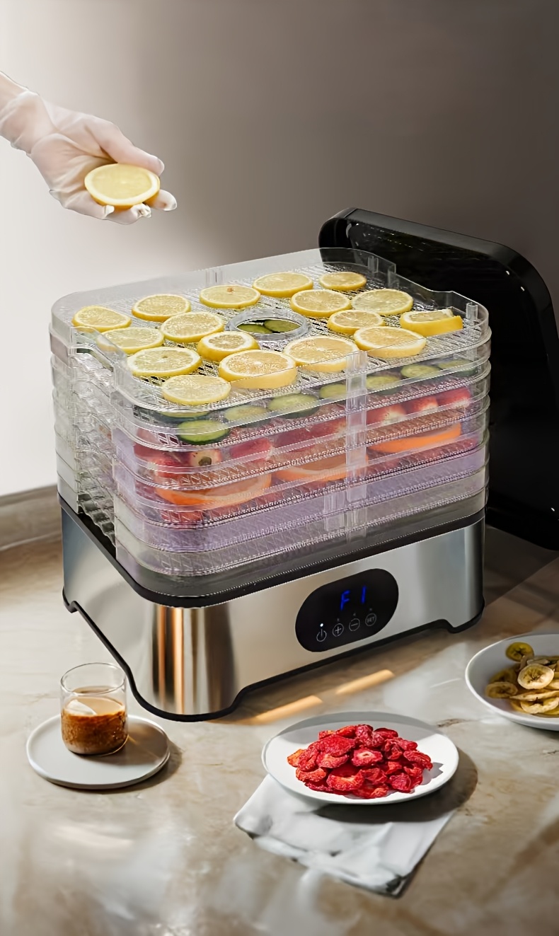 uk food dehydrator   with 5 trays food dryer for jerky fruits herbs vegetables   etc electric food preserver with 1 72 hour timer temperature control fan   temperature display stainless steel material Product details 2