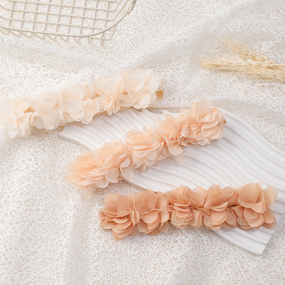 Image of 3pcs Set Cute Fashion Chiffon Flower Headband, Bohemian Elastic Band Baby Headband, Newborn, Infant Headwear Hair Additions, Photography Props