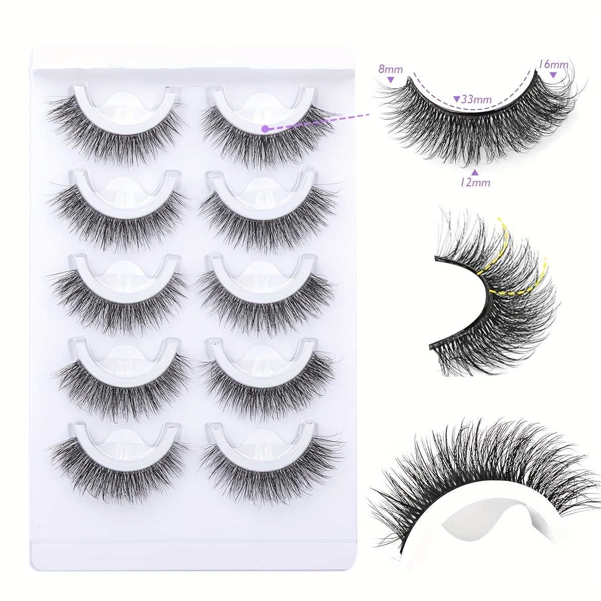 Self-adhesive Eyelashes 5 Pairs Set Pre- Reusable Natural Fluffy Lashes Lightweight And Unscented Eyelashes